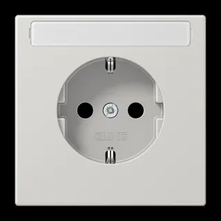 Jung SCHUKO Steckdose, 16 A 250 V ~, mit Schriftfeld, SAFETY+, Duroplast, Serie LS, lichtgrau LS1520KINALG