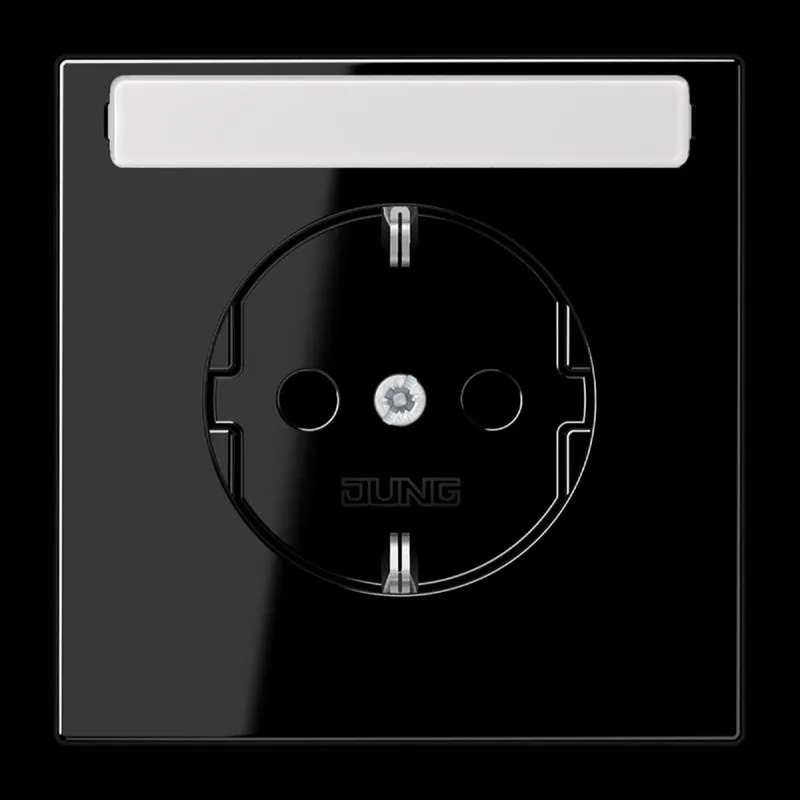 Jung SCHUKO Steckdose, 16 A 250 V ~, mit Schriftfeld, SAFETY+, Duroplast, Serie LS, schwarz LS1520KINASW