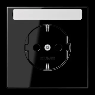 Jung SCHUKO Steckdose, 16 A 250 V ~, mit Schriftfeld, SAFETY+, Duroplast, Serie LS, schwarz LS1520KINASW