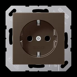 Jung SCHUKO Steckdose, 16 A 250 V ~, ohne Krallen, Serie A, mokka A1520NMO