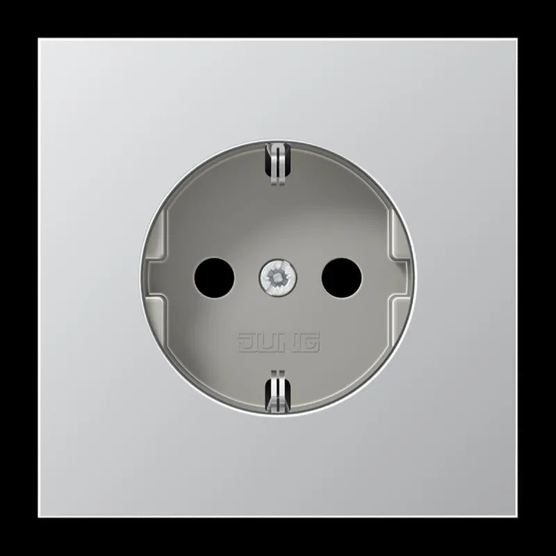 Jung SCHUKO Steckdose, 16 A 250 V ~, ohne Krallen, Serie LS, Aluminium AL1520N