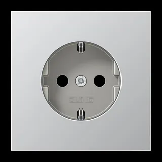 Jung SCHUKO Steckdose, 16 A 250 V ~, ohne Krallen, Serie LS, Aluminium AL1520N