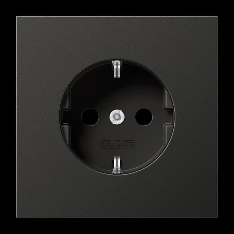 Jung SCHUKO Steckdose, 16 A 250 V ~, ohne Krallen, Aluminium lackiert, Serie LS, anthrazit AL1520NAN