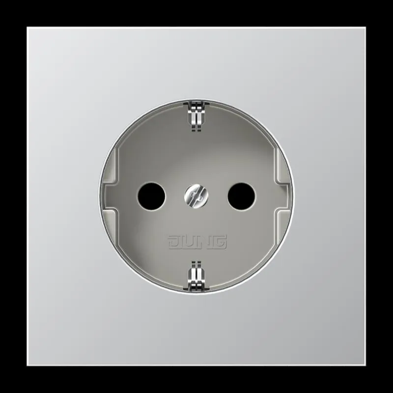 Jung SCHUKO Steckdose, 16 A 250 V ~, ohne Krallen, SAFETY+, Serie LS, Aluminium AL1520NKI