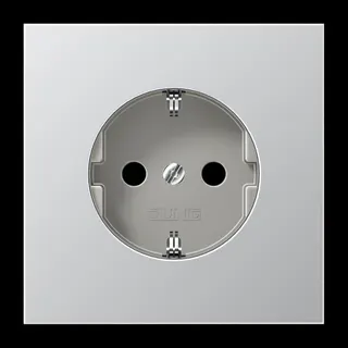 Jung SCHUKO Steckdose, 16 A 250 V ~, ohne Krallen, SAFETY+, Serie LS, Aluminium AL1520NKI