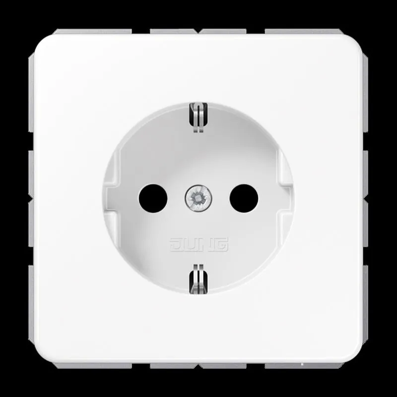 Jung SCHUKO Steckdose, 16 A 250 V ~, ohne Krallen, Duroplast, Serie CD, alpinweiß CD1520NWW