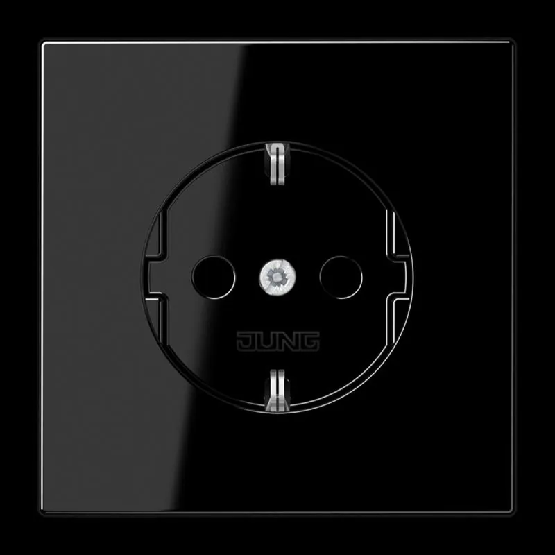 Jung SCHUKO Steckdose, 16 A 250 V ~, ohne Krallen, Duroplast, Serie LS, schwarz LS1520NSW