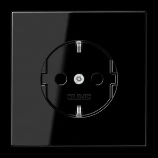 Jung SCHUKO Steckdose, 16 A 250 V ~, ohne Krallen, Duroplast, Serie LS, schwarz LS1520NSW