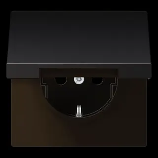 Jung SCHUKO Steckdose, 16 A 250 V ~, Klappdeckel, Aluminium lackiert, Serie LS, dark AL1520KLD
