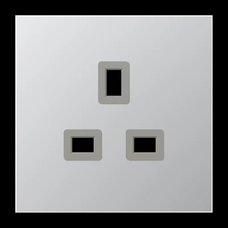 Jung Steckdose, 13 A 250 V ~, Schraubklemmen BS 1363-1, 4 mm2, ohne Krallen, SAFETY+, Serie LS, Aluminium AL3521
