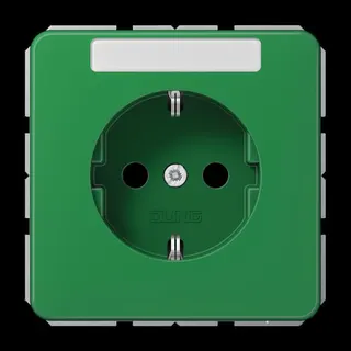 Jung SCHUKO Steckdose, 16 A 250 V ~, mit Schriftfeld, SAFETY+, Thermoplast, Serie CD, grün (für SV) CD1520BFKINAGN