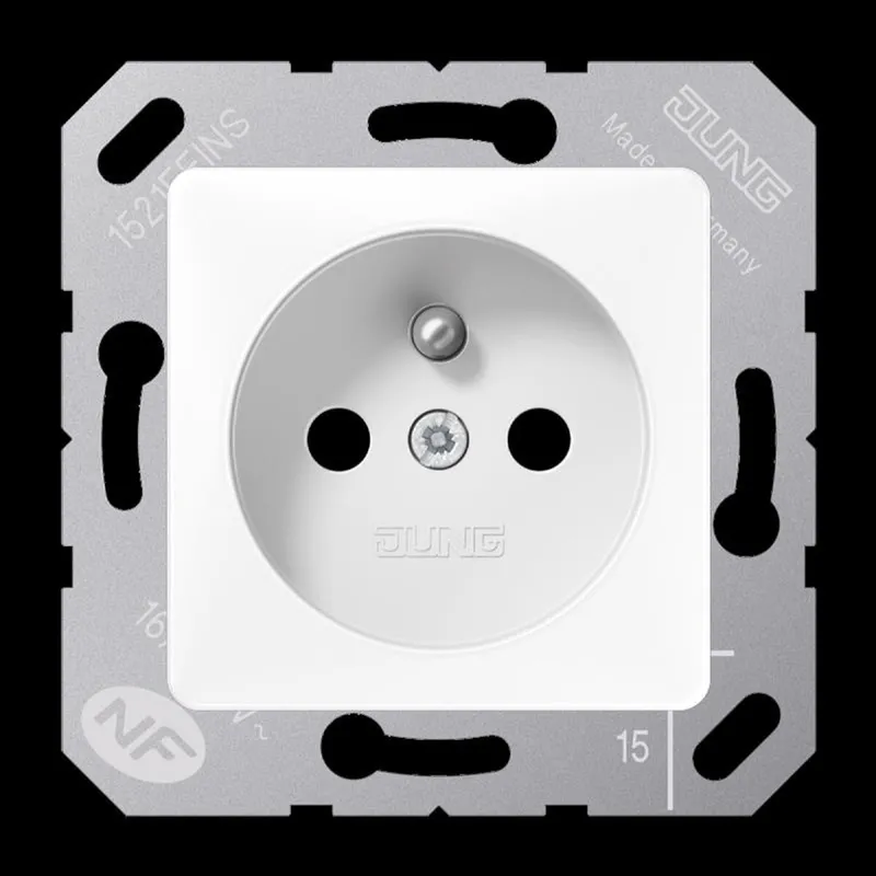 Jung Steckdose, französisch/belgisches System, 16 A 250 V ~, Schraubklemmen, ohne Krallen, SAFETY+, Thermoplast, 50 5121FBFKIWW
