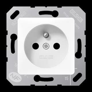 Jung Steckdose, französisch/belgisches System, 16 A 250 V ~, Schraubklemmen, ohne Krallen, SAFETY+, Thermoplast, 50 5121FBFKIWW
