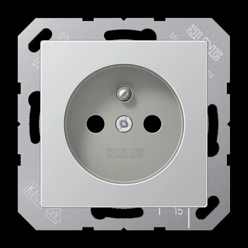 Jung Steckdose, französisch/belgisches System, 16 A 250 V ~, ohne Krallen, SAFETY+, Serie A, aluminium A1520FKIAL