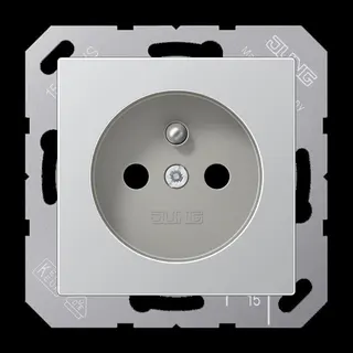 Jung Steckdose, französisch/belgisches System, 16 A 250 V ~, ohne Krallen, SAFETY+, Serie A, aluminium A1520FKIAL