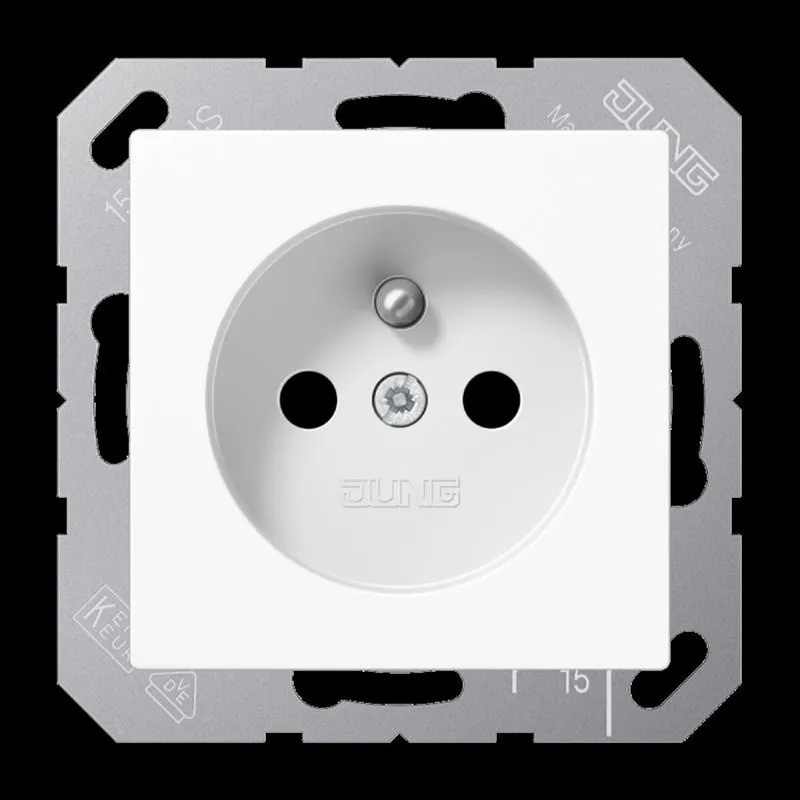 Jung Steckdose, französisch/belgisches System, 16 A 250 V ~, ohne Krallen, SAFETY+, Duroplast, Serie AS/A, alpinwei A1520FKIWW