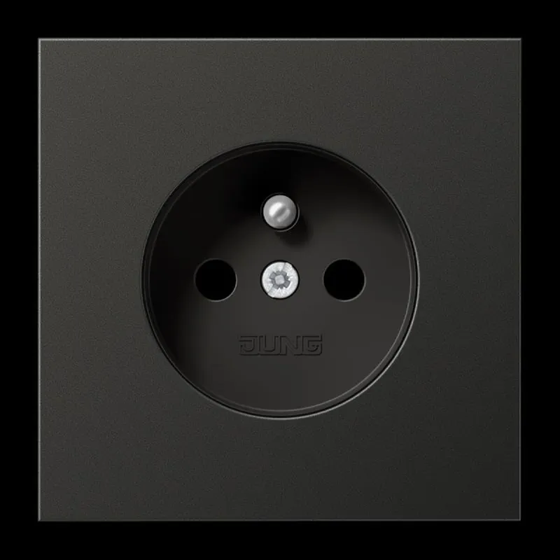 Jung Steckdose, französisch/belgisches System, 16 A 250 V ~, ohne Krallen, SAFETY+, Aluminium lackiert, Serie LS, a AL1520FKIAN