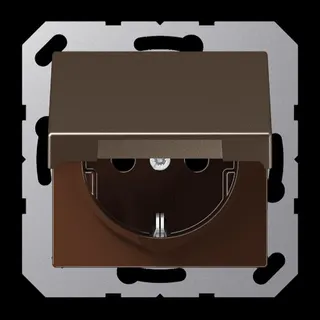 Jung SCHUKO Steckdose, 16 A 250 V ~, Klappdeckel, Thermoplast lackiert, Serie A, mokka A1520BFKLMO