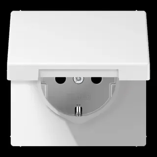 Jung SCHUKO Steckdose, 16 A 250 V ~, Klappdeckel, Thermoplast, Serie LS, alpinweiß LS1520BFKLWW
