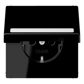 Jung SCHUKO Steckdose, 16 A 250 V ~, mit Schriftfeld, Thermoplast, Serie LS, schwarz LS1520BFNAKLSW