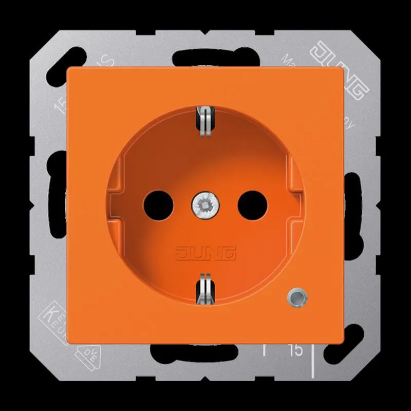 Jung SCHUKO Steckdose, 16 A 250 V ~, mit Funktionsanzeige, SAFETY+, Thermoplast, Serie AS/A, orange (für ZSV) A1520BFKOO