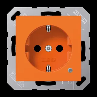 Jung SCHUKO Steckdose, 16 A 250 V ~, mit Funktionsanzeige, SAFETY+, Thermoplast, Serie AS/A, orange (für ZSV) A1520BFKOO