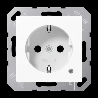 Jung SCHUKO Steckdose, 16 A 250 V ~, mit Funktionsanzeige, SAFETY+, Thermoplast, Serie AS/A, alpinweiß A1520BFKOWW