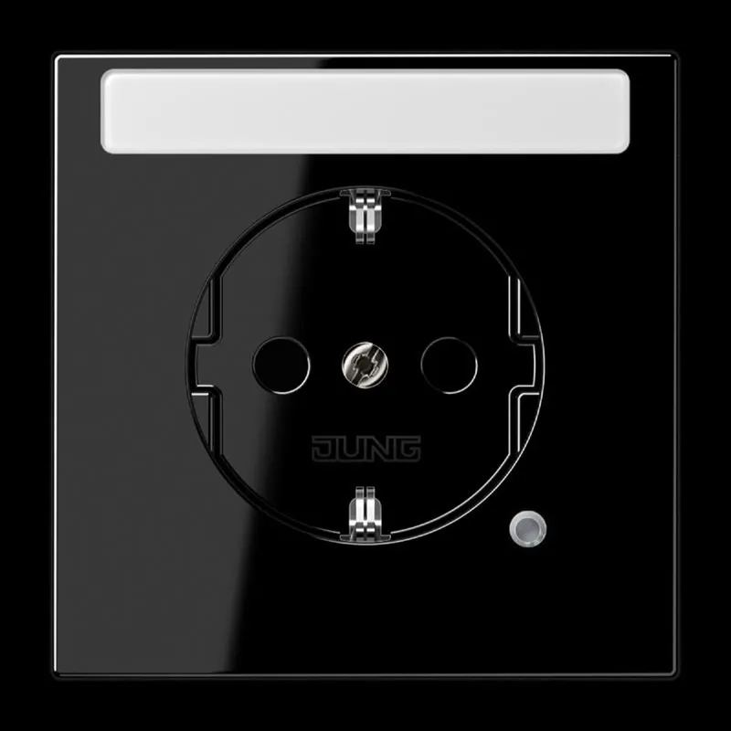 Jung SCHUKO Steckdose, 16 A 250 V ~, ohne Krallen, mit Funktionsanzeige, mit Schriftfeld, SAFETY+, Duroplast, Serie LS1520NAKOSW