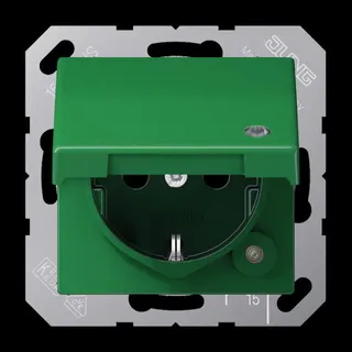 Jung SCHUKO Steckdose, 16 A 250 V ~, ohne Krallen, mit Funktionsanzeige, Thermoplast, Serie A AS1520BFKLKOGN