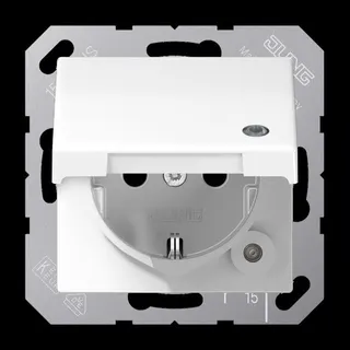 Jung SCHUKO Steckdose, 16 A 250 V ~, ohne Krallen, mit Funktionsanzeige, Thermoplast, Serie A AS1520BFKLKOWW