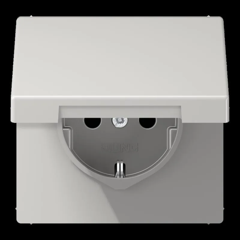 Jung SCHUKO Steckdose, 16 A 250 V ~, Klappdeckel, Thermoplast, Serie LS, lichtgrau LS1520BFKLLG