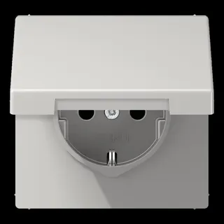 Jung SCHUKO Steckdose, 16 A 250 V ~, Klappdeckel, Thermoplast, Serie LS, lichtgrau LS1520BFKLLG
