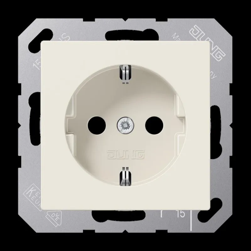 Jung SCHUKO Steckdose, 16 A 250 V ~, SAFETY+, Thermoplast, Serie AS, weiß A1520BFKI