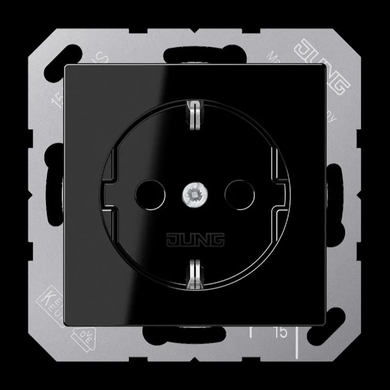 Jung SCHUKO Steckdose, 16 A 250 V ~, SAFETY+, Duroplast, Serie A, schwarz A1520KISW