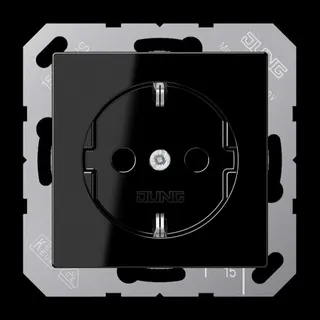 Jung SCHUKO Steckdose, 16 A 250 V ~, SAFETY+, Duroplast, Serie A, schwarz A1520KISW