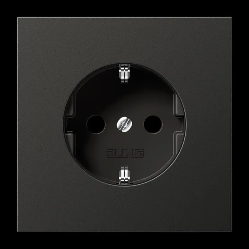 Jung SCHUKO Steckdose, 16 A 250 V ~, SAFETY+, Aluminium lackiert, Serie LS, anthrazit AL1520KIAN