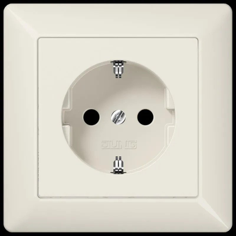 Jung SCHUKO Steckdose, 16 A 250 V ~, SAFETY+, mit Rahmen, Duroplast, Serie AS, weiß AS1520KI