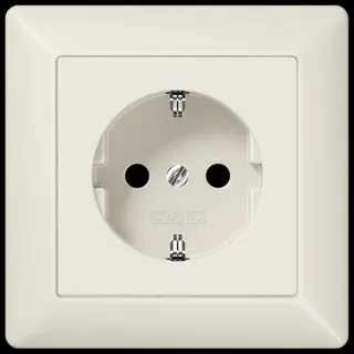 Jung SCHUKO Steckdose, 16 A 250 V ~, SAFETY+, mit Rahmen, Duroplast, Serie AS, weiß AS1520KI
