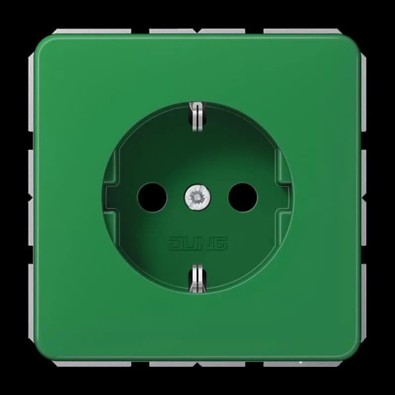 Jung SCHUKO Steckdose, 16 A 250 V ~, SAFETY+, Thermoplast, Serie CD, grün (für SV) CD1520BFKIGN
