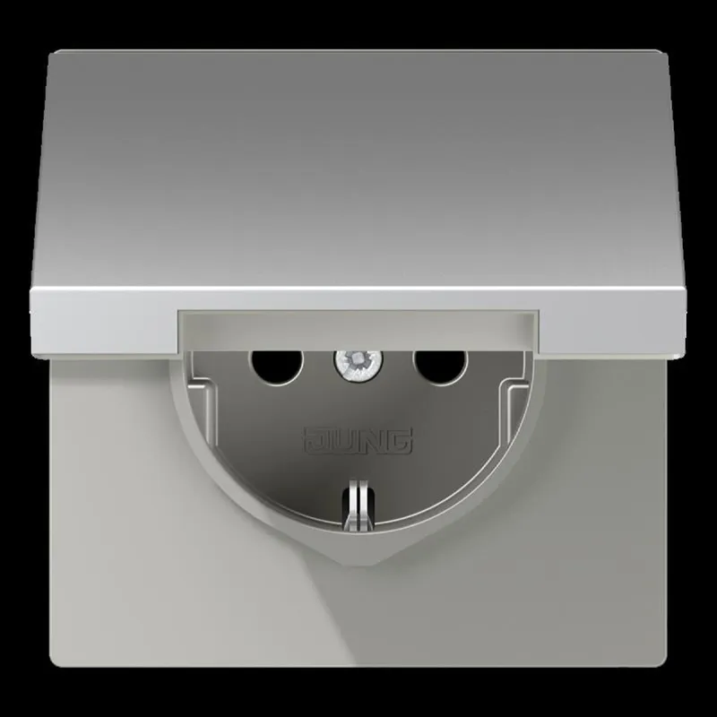 Jung SCHUKO Steckdose, 16 A 250 V ~, Klappdeckel, Serie LS, Aluminium AL1520KL