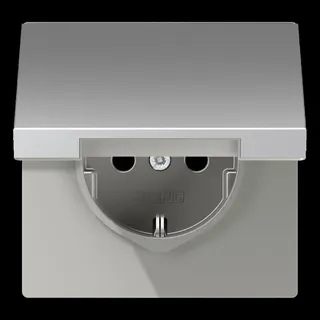 Jung SCHUKO Steckdose, 16 A 250 V ~, Klappdeckel, Serie LS, Aluminium AL1520KL