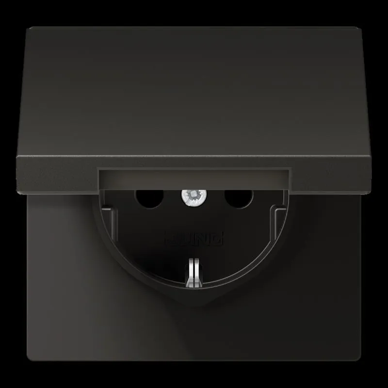 Jung SCHUKO Steckdose, 16 A 250 V ~, Klappdeckel, Aluminium lackiert, Serie LS, anthrazit AL1520KLAN