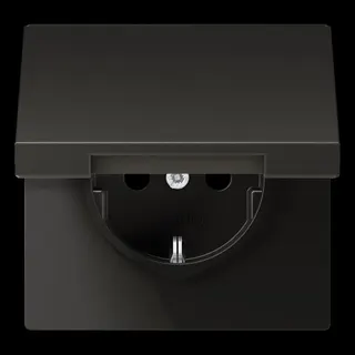 Jung SCHUKO Steckdose, 16 A 250 V ~, Klappdeckel, Aluminium lackiert, Serie LS, anthrazit AL1520KLAN