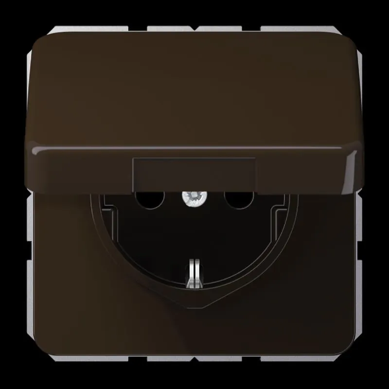 Jung SCHUKO Steckdose, 16 A 250 V ~, ohne Krallen, Thermoplast, Serie CD, braun CD1520BFKIKLBR