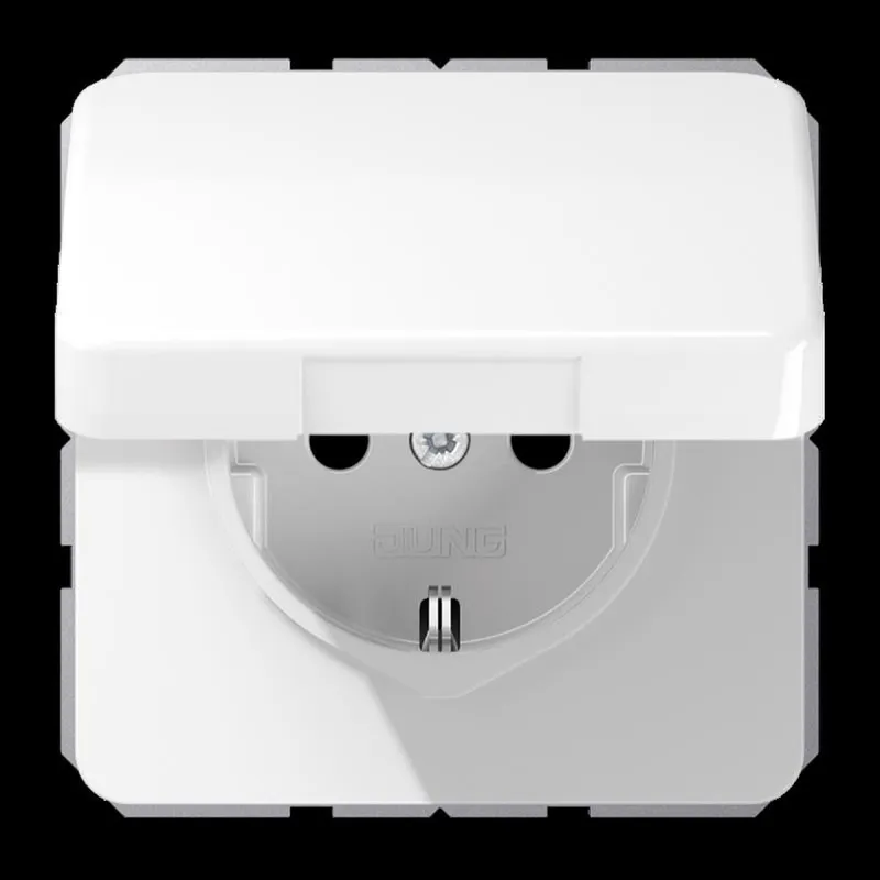 Jung SCHUKO Steckdose, 16 A 250 V ~, ohne Krallen, Thermoplast, Serie CD, alpinweiß CD1520BFKIKLWW