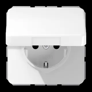 Jung SCHUKO Steckdose, 16 A 250 V ~, ohne Krallen, Thermoplast, Serie CD, alpinweiß CD1520BFKIKLWW