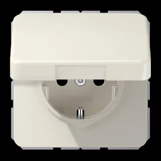 Jung SCHUKO Steckdose, 16 A 250 V ~, Klappdeckel, Thermoplast, Serie CD, weiß CD1520BFKL
