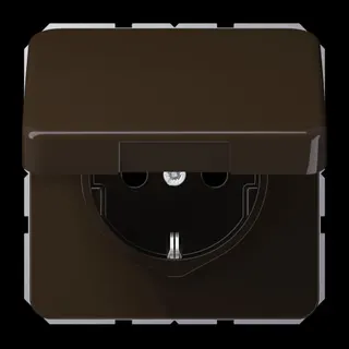 Jung SCHUKO Steckdose, 16 A 250 V ~, Klappdeckel, Thermoplast, Serie CD, braun CD1520BFKLBR