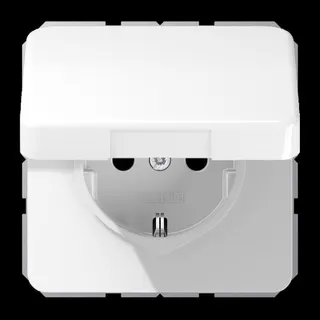 Jung SCHUKO Steckdose, 16 A 250 V ~, Klappdeckel, Thermoplast, Serie CD, alpinweiß CD1520BFKLWW