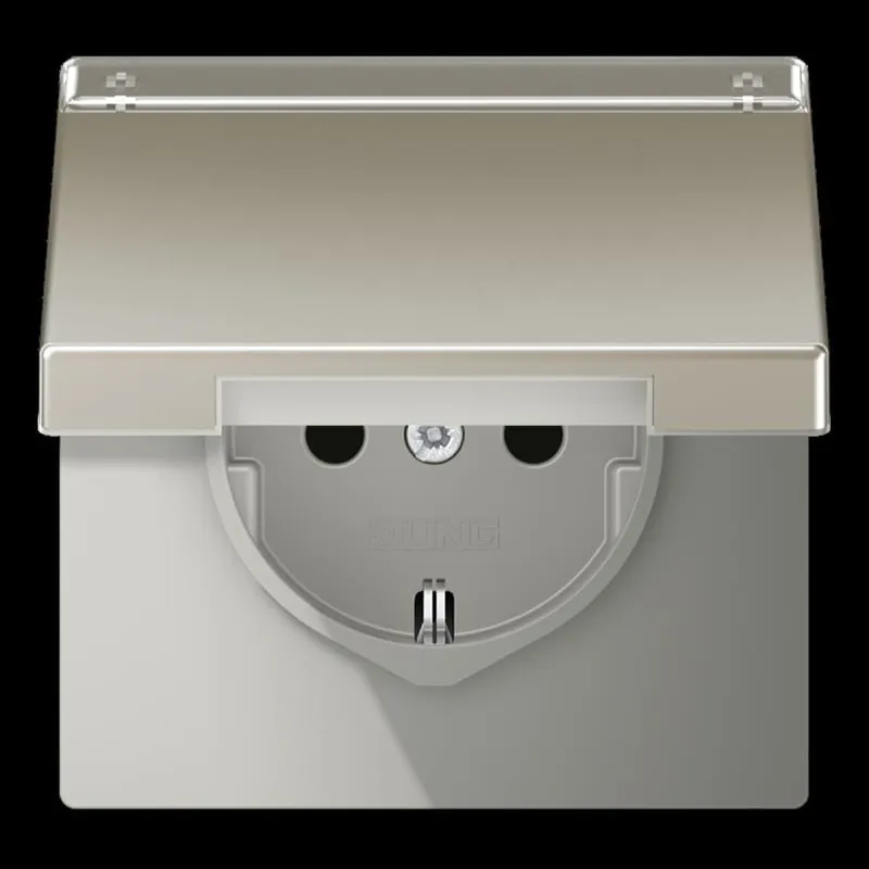 Jung SCHUKO Steckdose, 16 A 250 V ~, mit Schriftfeld, Serie LS, Edelstahl ES1520NAKL